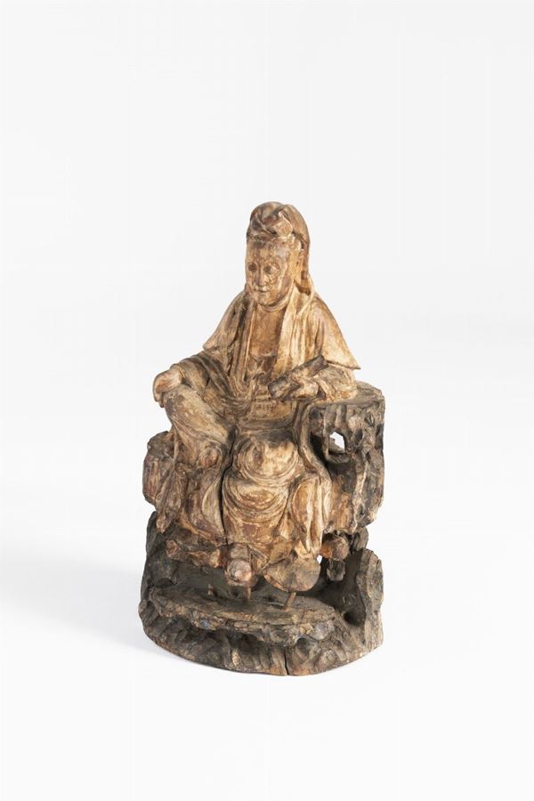 Piccola scultura raffigurante Guanyin