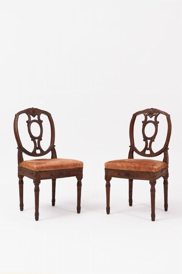 Due sedie con schienale a giorno - XIX sec.  - Auction Antiques - Incanto Casa d'Aste e Galleria
