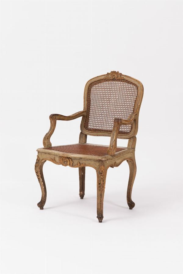Poltrona con sedile in paglia - Francia, XIX sec.