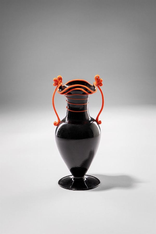 Fratelli Toso - Vaso a nastri nero con anse