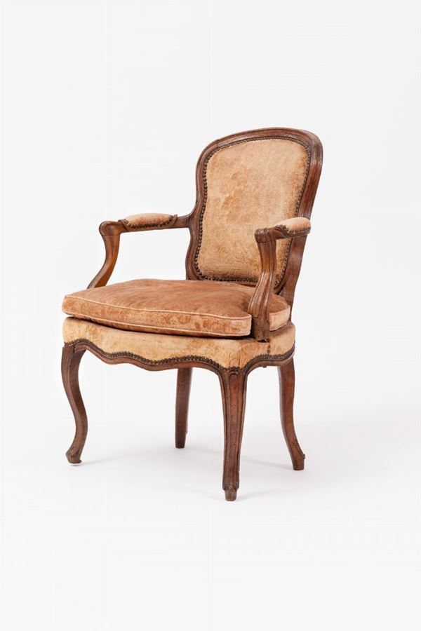 Poltrona in velluto rosa  - Auction Antiques - Incanto Casa d'Aste e Galleria