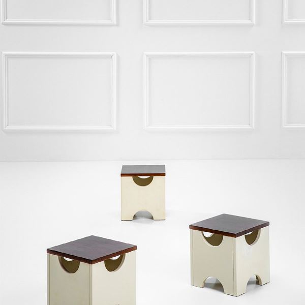 Ettore Sottsass - Tre sgabelli mod. T.29 Dado