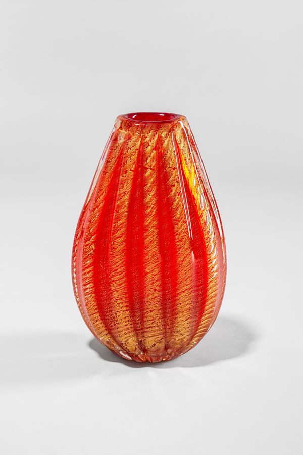 Ercole Barovier - Vaso della serie Cordonato Oro