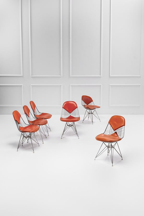 Charles e Ray Eames - Sei sedie mod. Wire Chair DKR