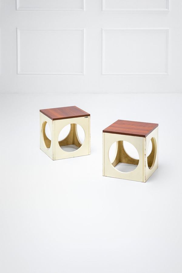Ettore Sottsass - Due sgabelli mod. T.29 Dado
