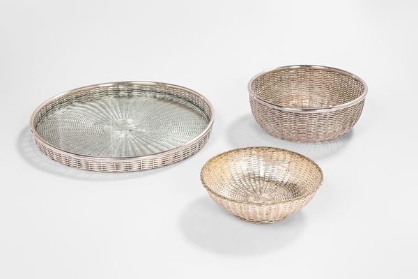 Lino Sabattini : Vassoio e  due cestini  - Asta Classic Design and Best Decoration Part 1 - I - Incanto Casa d'Aste e Galleria