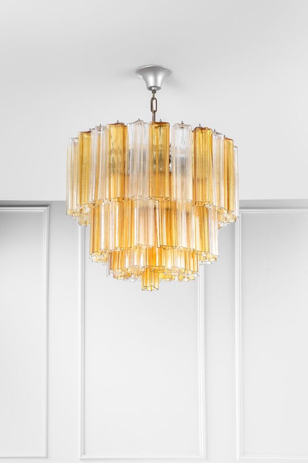 Venini - Lampadario a canne cave
