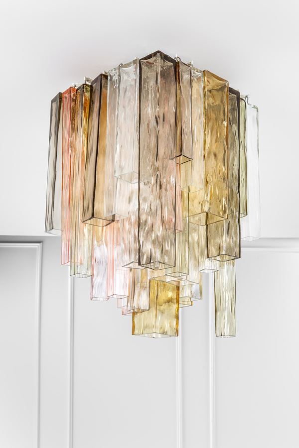 Venini - Lampadario a canne cave della serie Quadro