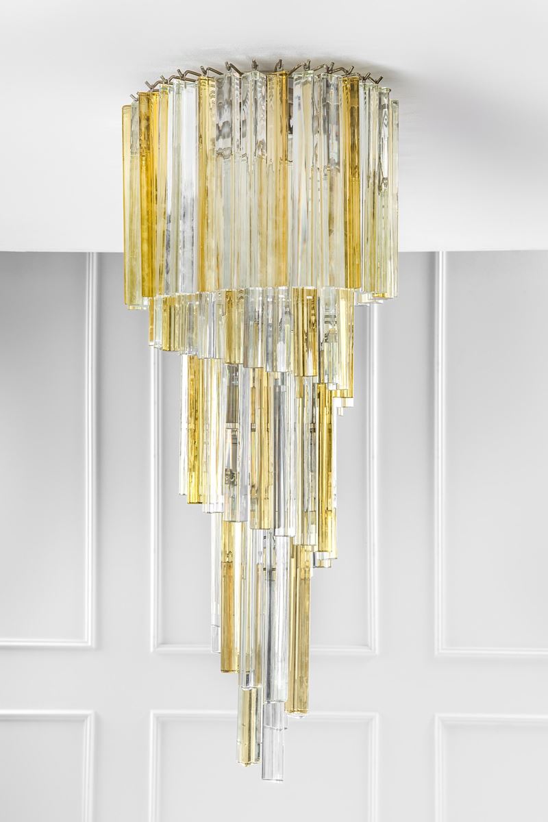 Grande lampadario a canne piene della serie Triangolo