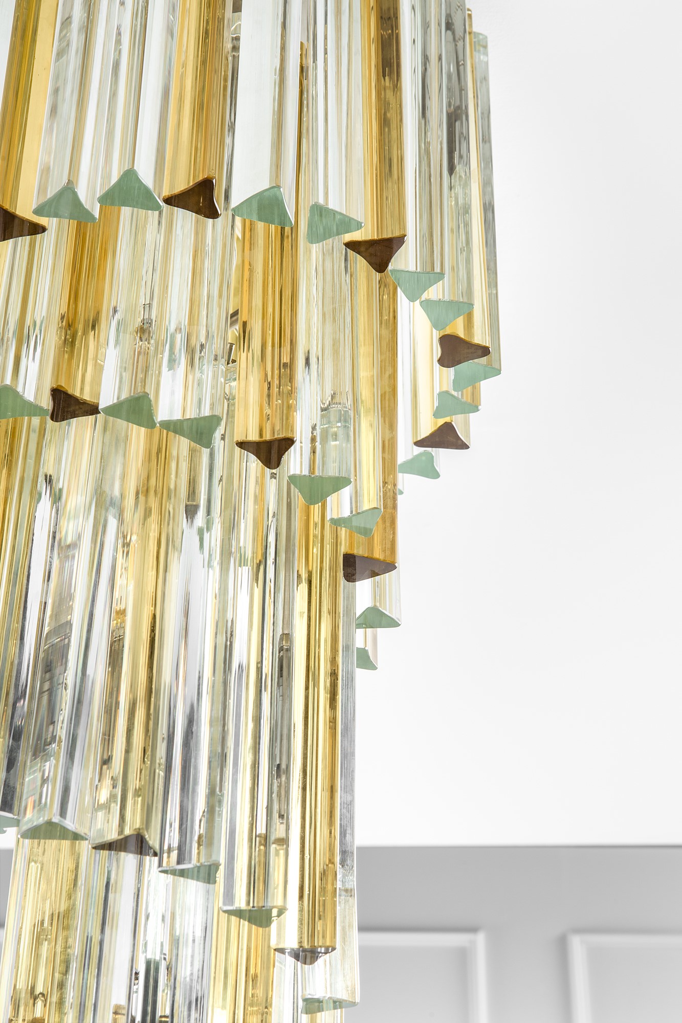 Grande lampadario a canne piene della serie Triangolo