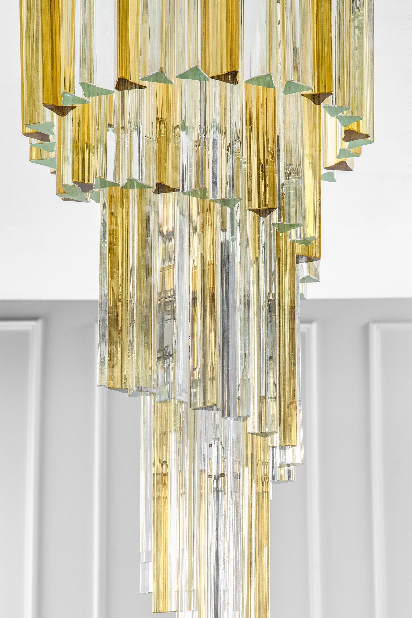 Grande lampadario a canne piene della serie Triangolo