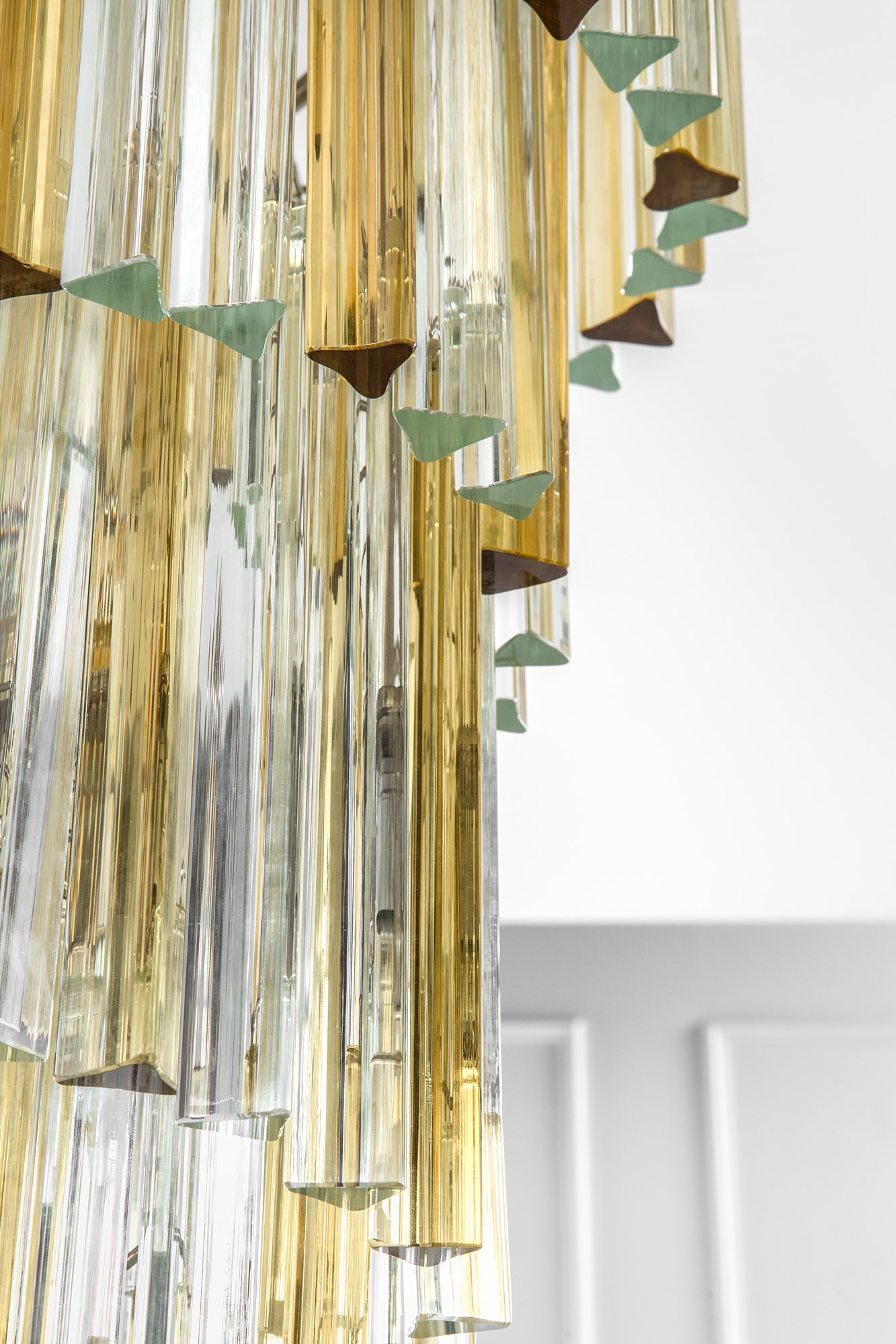 Grande lampadario a canne piene della serie Triangolo