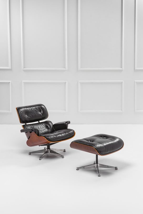 Charles e Ray Eames - Poltrona mod. 670 e poggiapiedi mod. 671