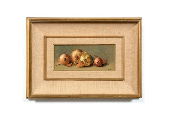 Mario Lisa : Le cipolle
Olio su tavoletta,  - Auction Antiquariato - Incanto Casa d'Aste e Galleria