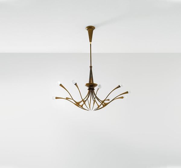 Oscar Torlasco : Lampadario a 10 luci
Ottone t  - Auction Design - Incanto Casa d'Aste e Galleria