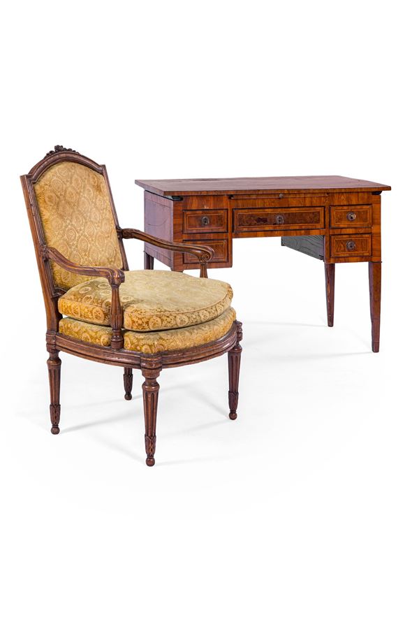 Scrivania da centro e poltrona - Fine del XVIII sec.