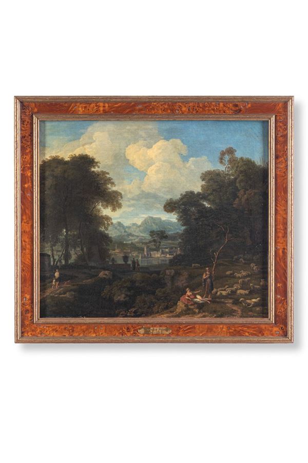 Scuola fiamminga del XVII sec. - Paesaggio con figure