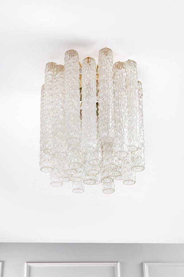 Venini - Lampadario a canne cave della serie Calza