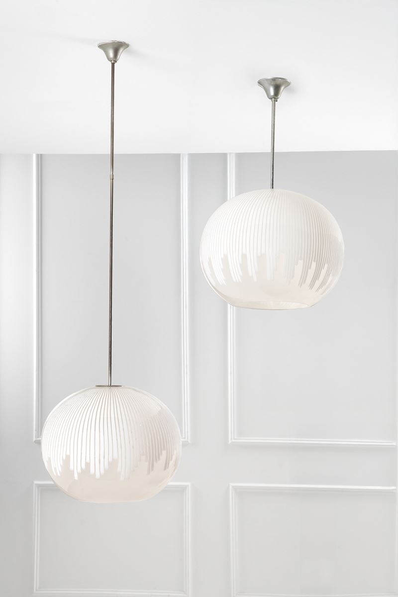Ludovico Diaz De Santillana - Due Lampade a Sospensione Mod. Anemone