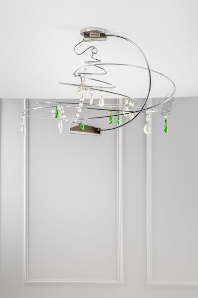 Lampadario mod. Ilione Melissa Sibilla, h cm 55, diam. cm 78, vetro colorato
