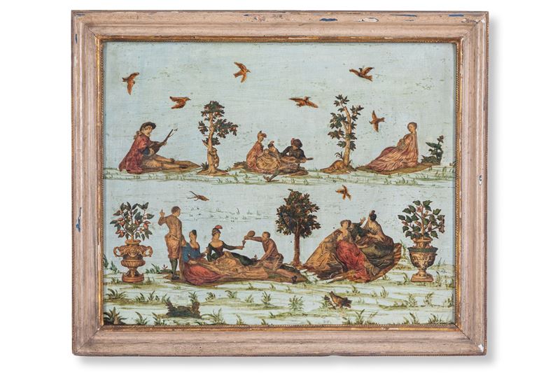 Quadretto con figure in arte povera - Piemonte XVIII sec.