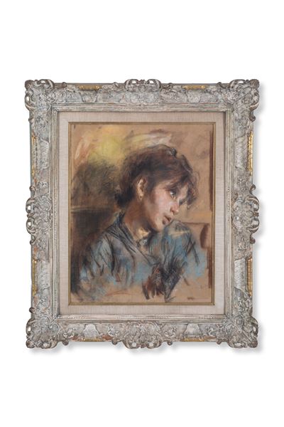 Ritratto di fanciulla, tecnica mista su cartone