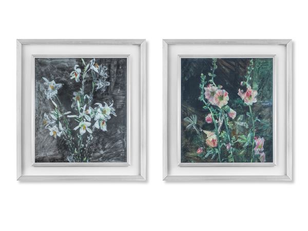 Due nature morte con fiori - XX sec.