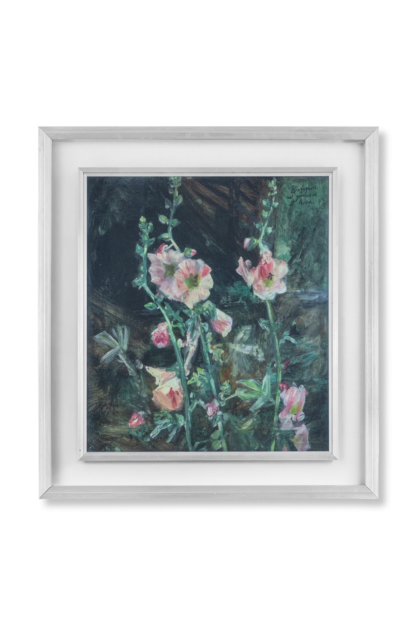 Autore non identificato, Due nature morte con fiori, tecnica mista su cartoncino