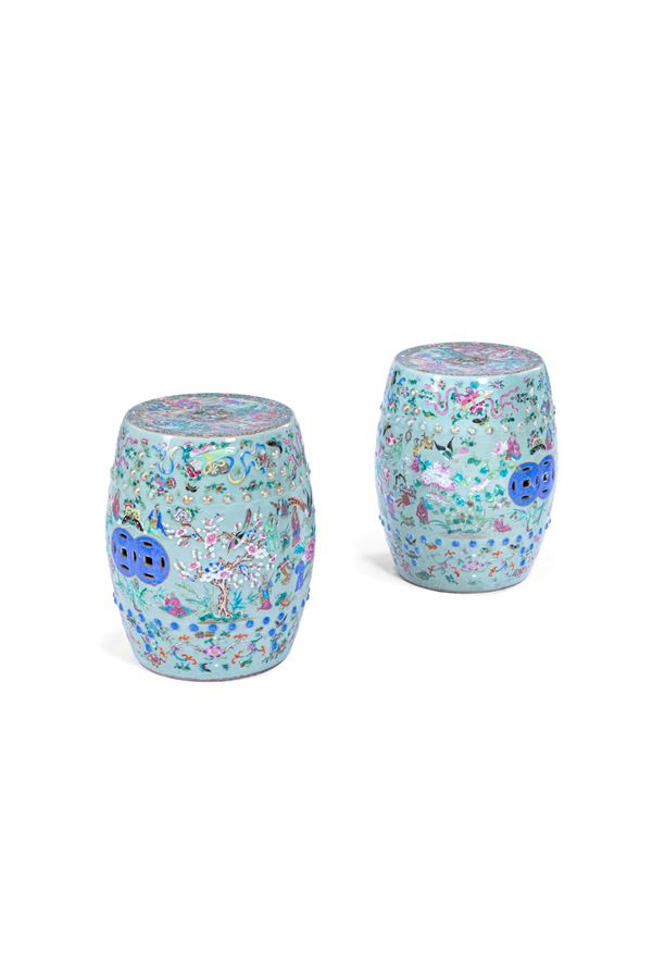 Coppia di sgabelli in porcellana - Cina XIX sec.