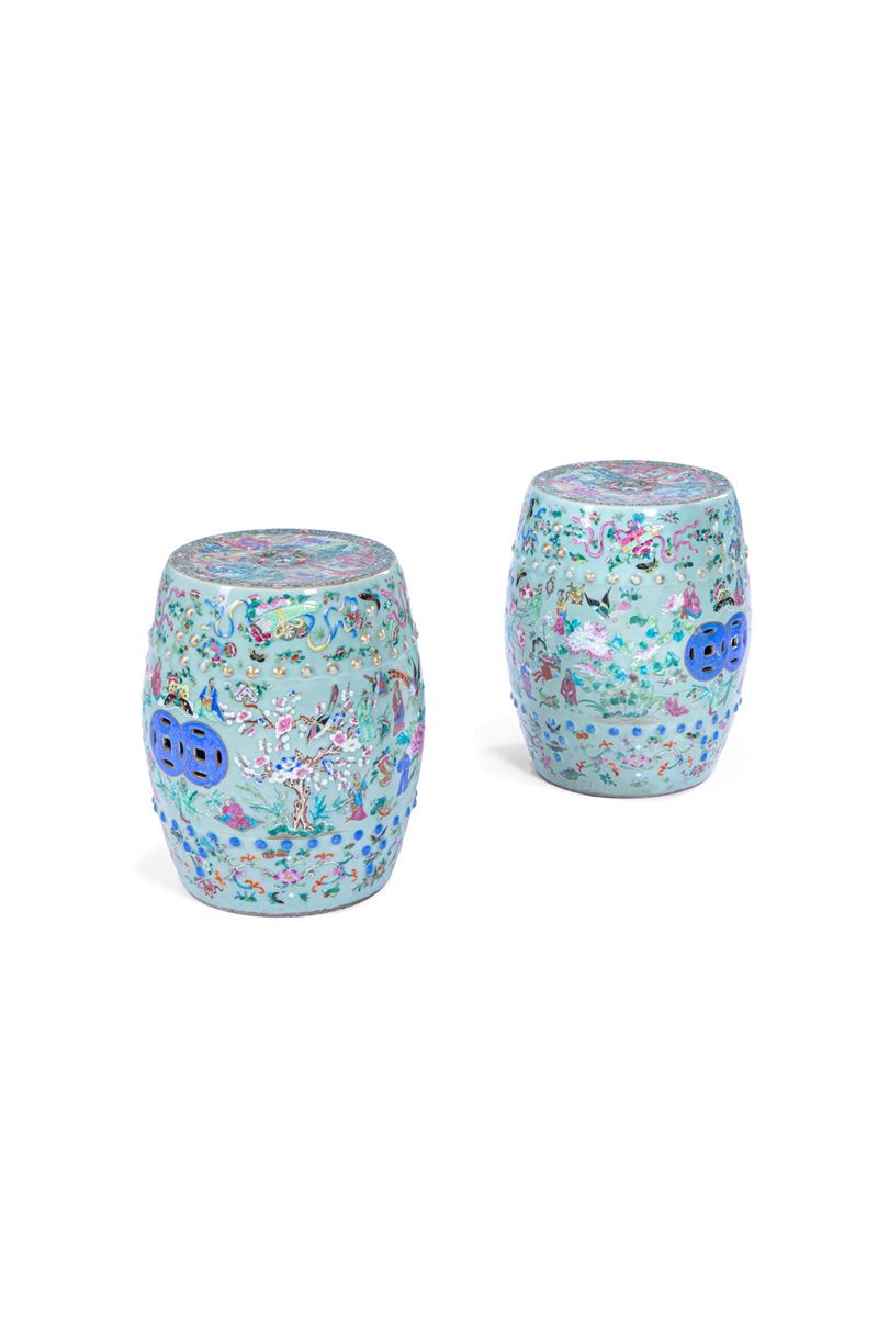 Coppia di sgabelli in porcellana - Cina XIX sec.