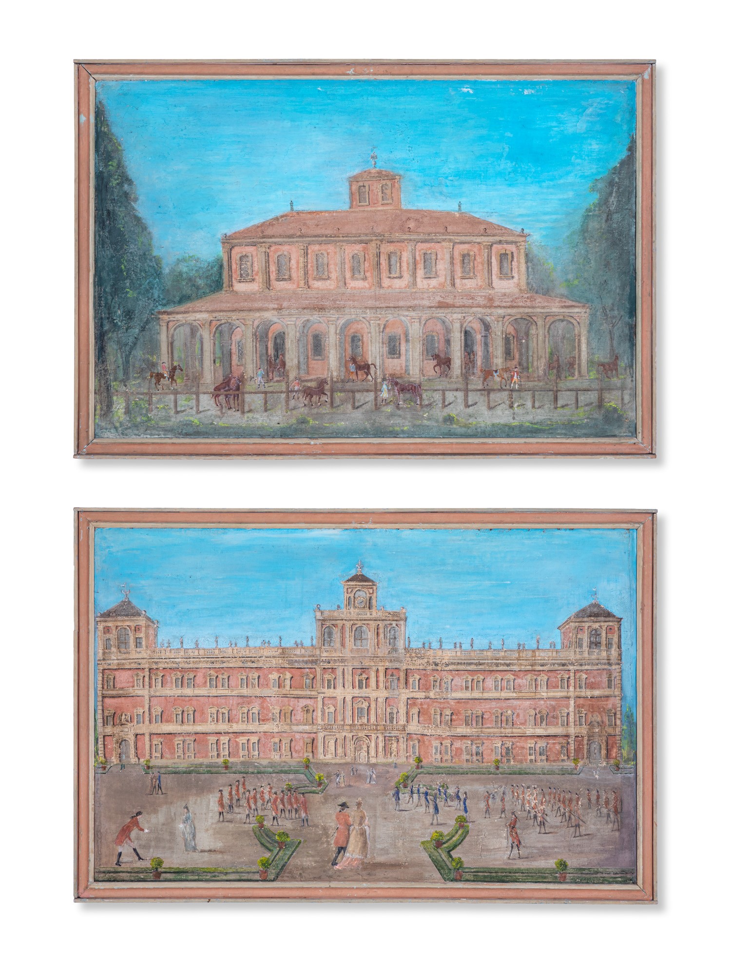 Quattro bozzetti raffiguranti edifici dell'Accademia di Modena - XIX sec.