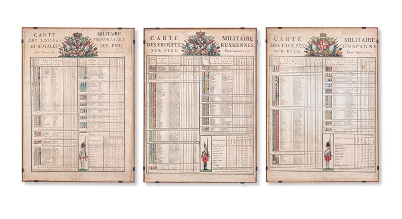 Sette carte militari - Francia fine XVIII inizi XIX sec.