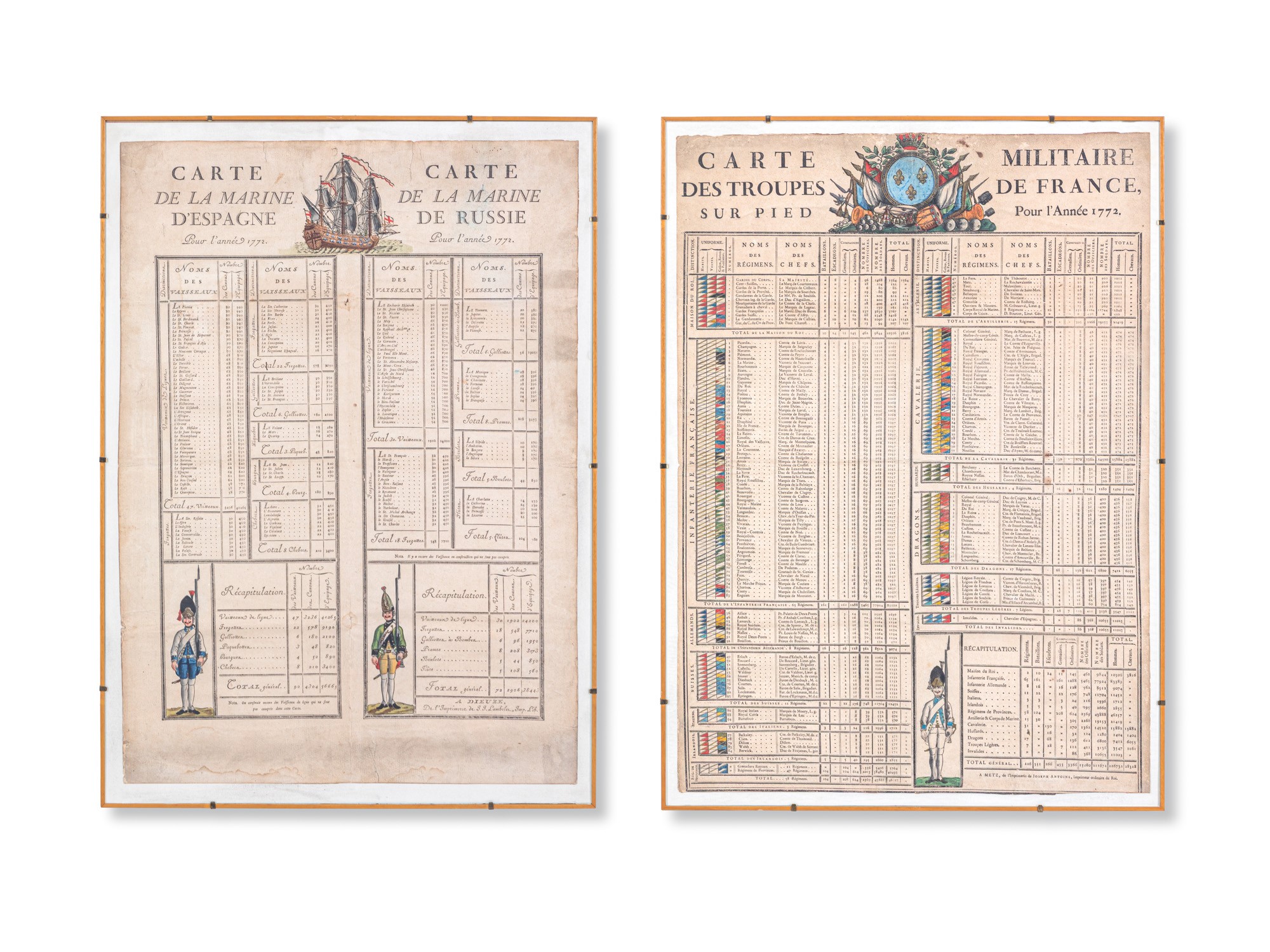 Sette carte militari - Francia fine XVIII inizi XIX sec.