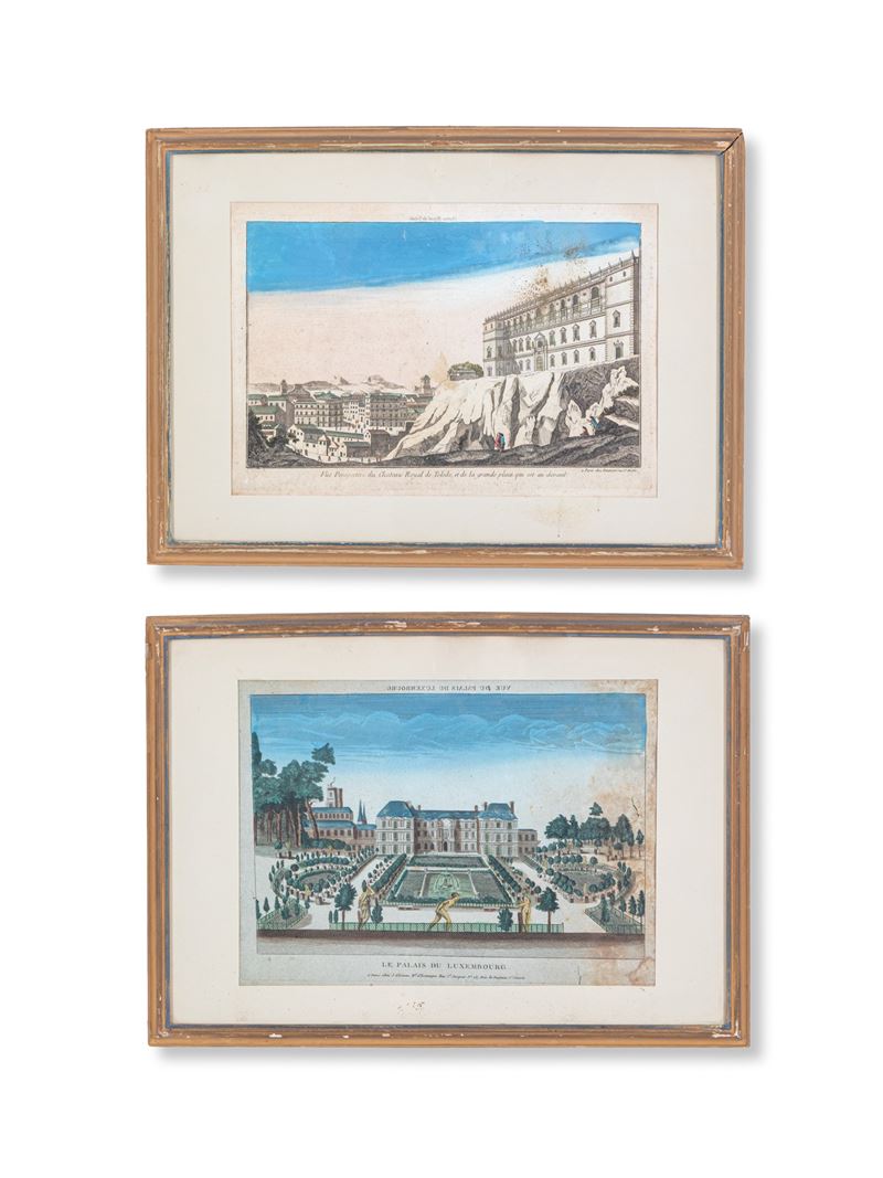 Dieci stampe raffiguranti vedute di città