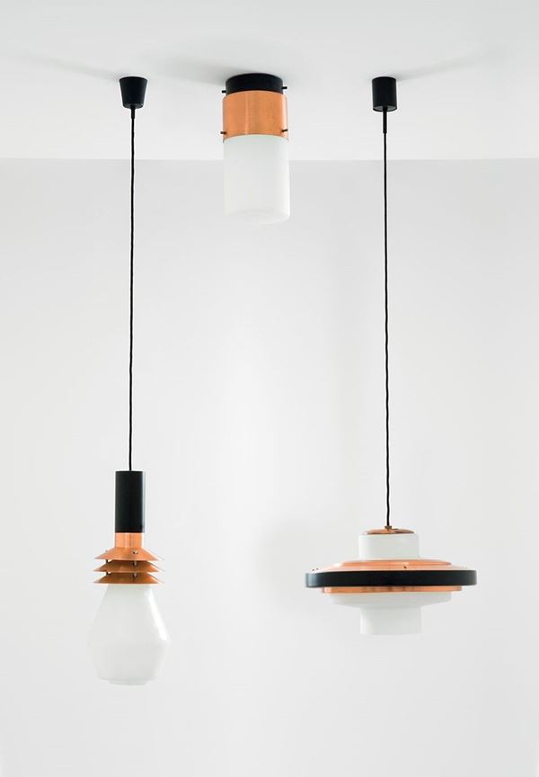Stilnovo : Tre lampade da soffitto di div  - Auction Design - Incanto Casa d'Aste e Galleria
