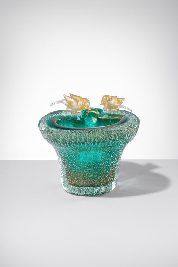 Archimede Seguso - Vaso con uccellini