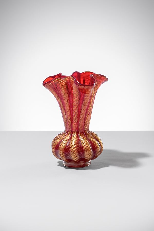 Ercole Barovier - Vaso della serie Cordonato Oro