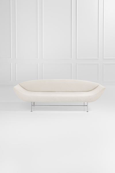 Divano mod. Ellittico per la Dinamic Collection, tessuto e metallo cromato, 1986