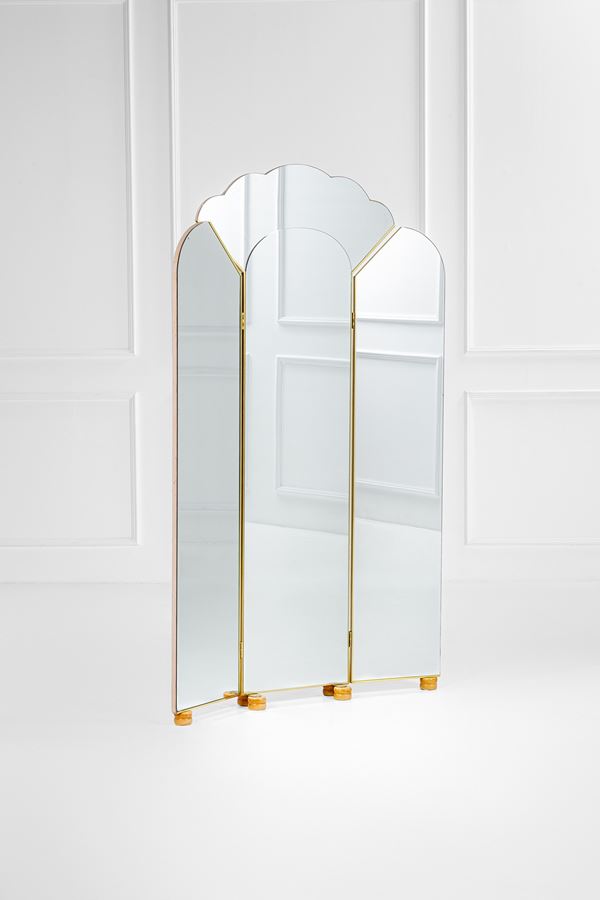 Alain Delon, Maison Jansen - Grande specchiera da atelier a tre ante