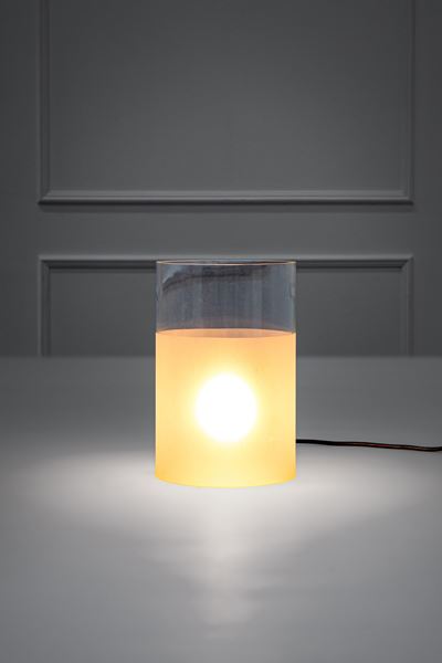 Lampada da tavolo modello Fatua, vetro soffiato trasparente, 1972 ca.