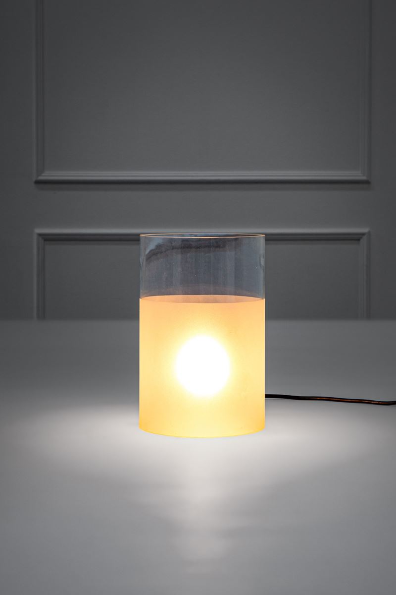 Guido Rosati - Lampada da tavolo modello Fatua, vetro soffiato trasparente, 1972 ca.
