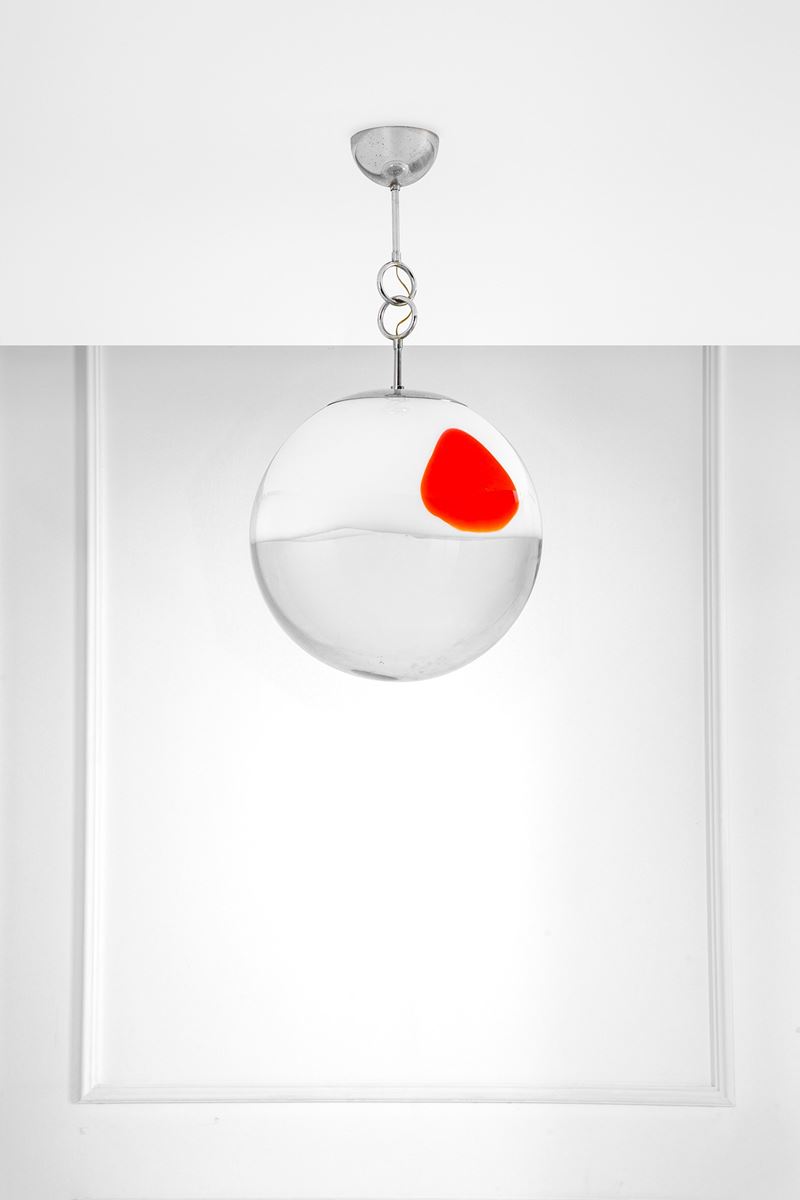 Ludovico Diaz De Santillana - Lampada a sospensione in vetro e metallo, circa 1970