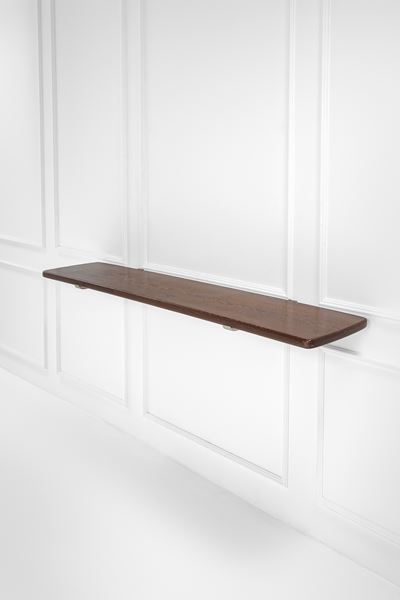 Mensola mod. M9, legno impiallacciato e metallo nichelato