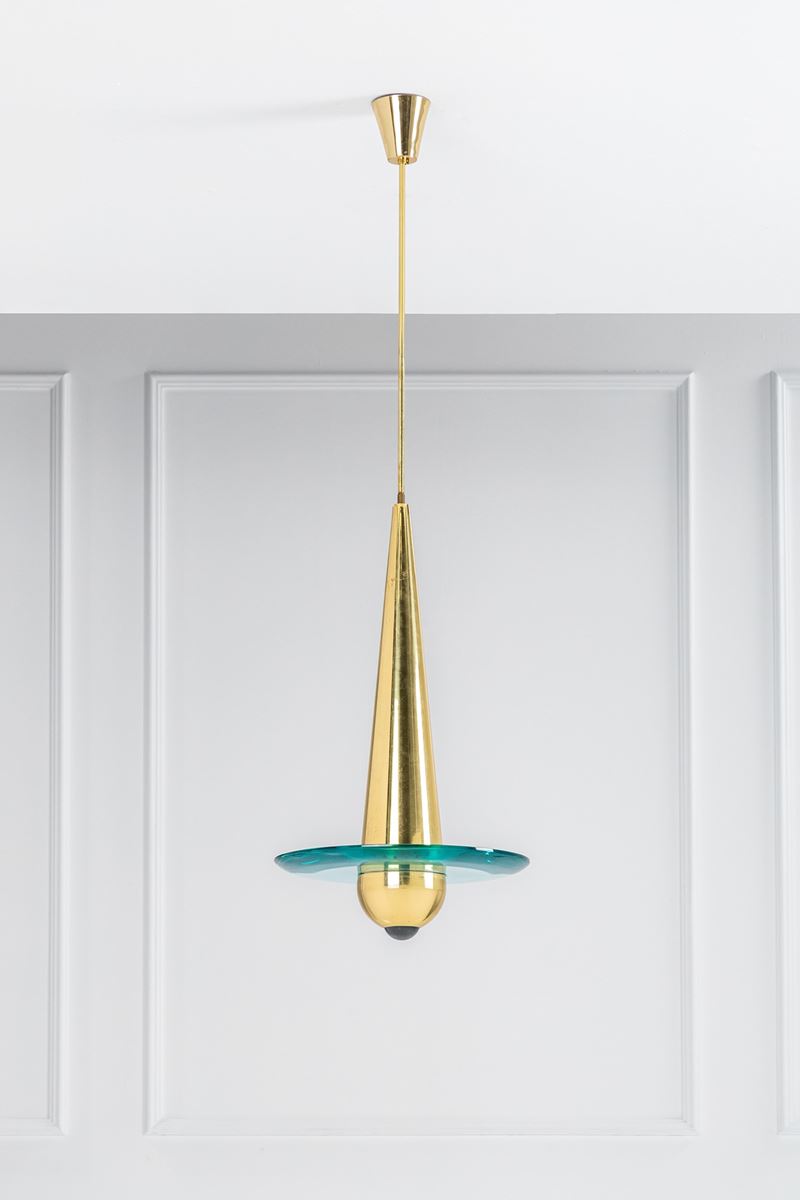 Fedele Papagni - Lampada a sospensione in ottone e cristallo