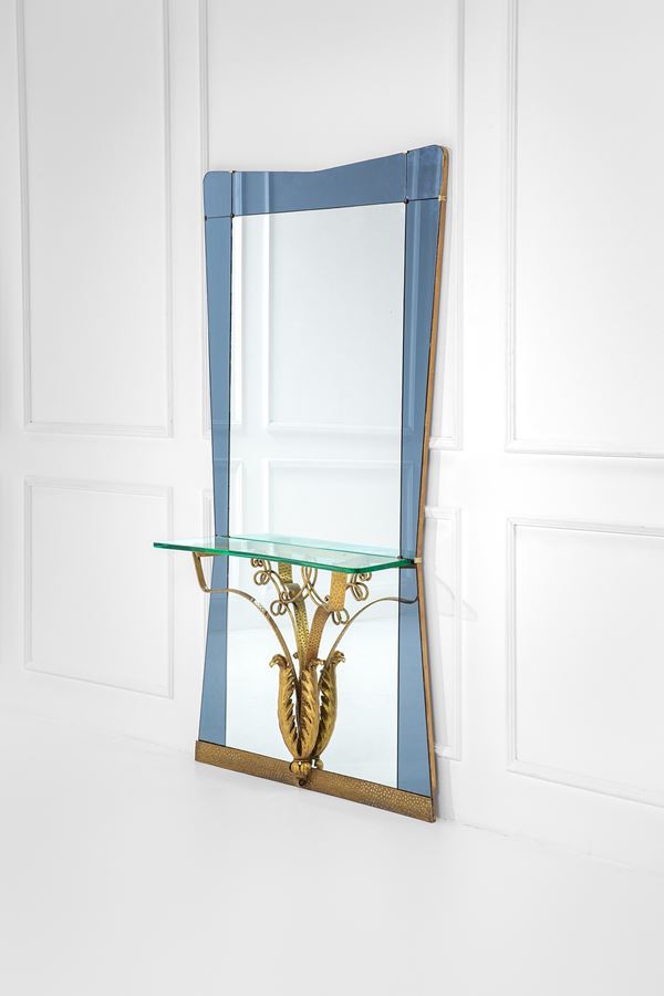 Cristal Art,Pier Luigi Colli - Grande specchiera con mensola mod. 2637