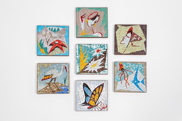 Giordano Righini - Sette piastrelle con mosaico