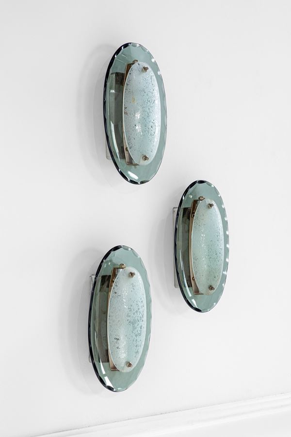 Cristal Art (attr.) - Tre lampade da parete