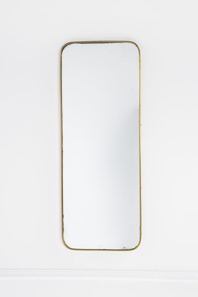 Specchio da parete in ottone e vetro specchiato, ca. 1950