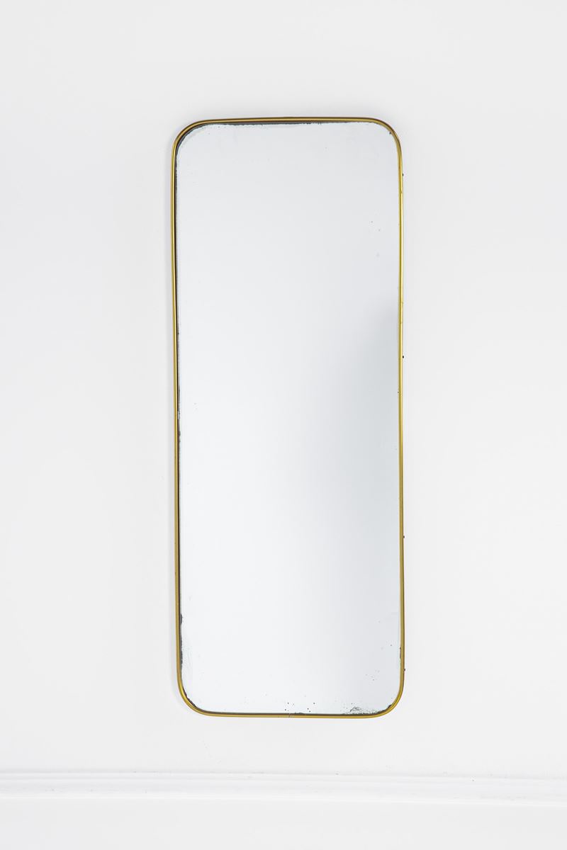 Specchio da parete in ottone e vetro specchiato, ca. 1950