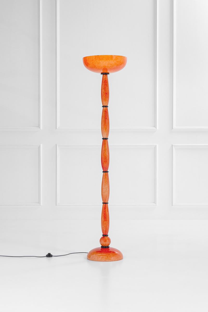 Barovier & Toso - Lampada da terra in vetro di Murano e metallo verniciato